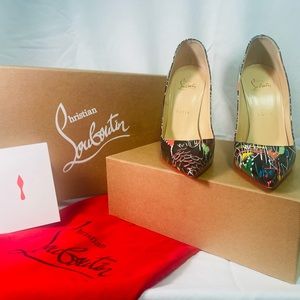 Christian Louboutin So Kate Black Graffiti Heels